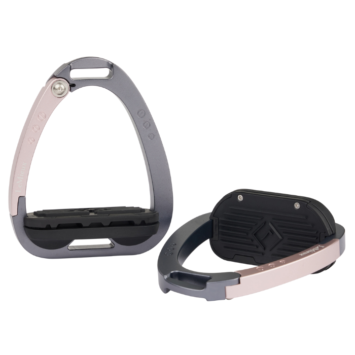 A pair of LeMieux Junior Vector Balance Stirrups in rose gold