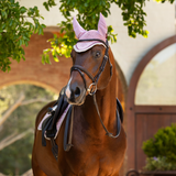 Horse wears the LeMieux Classic Fly Hood in Blossom