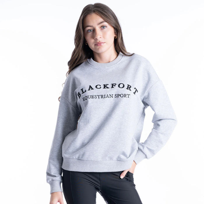 Blackfort Crew Equestrian Sport Sweatshirt in Grey Marl