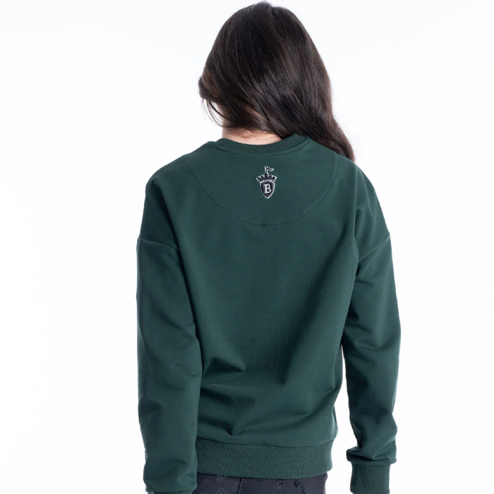 Reverse of the Blackfort Crew Equestrian Sport Sweatshirt in Green