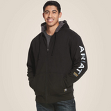 Ariat Mens Rebar All-Weather Full Zip Hoodie in Black