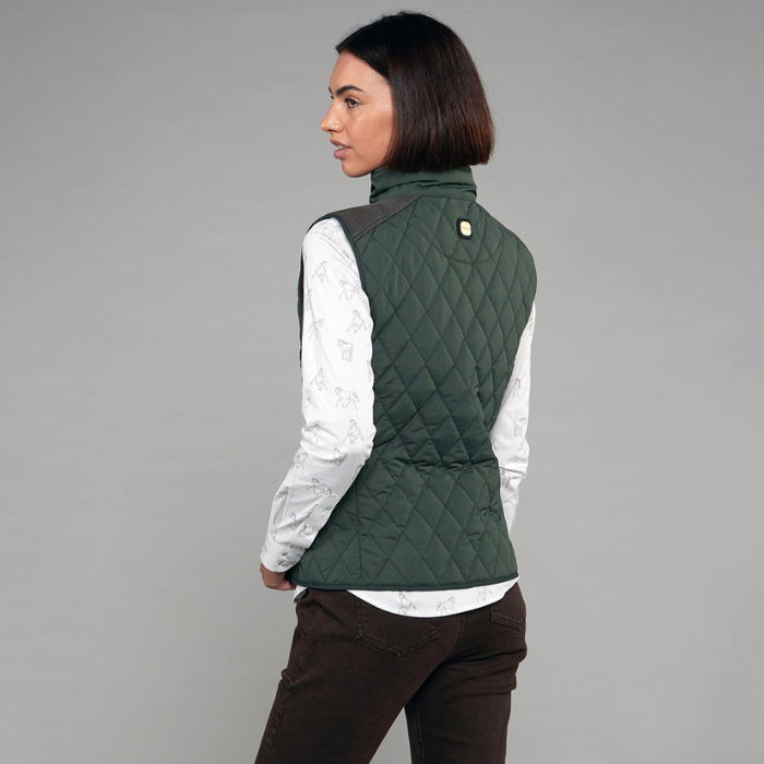 Reverse of the Toggi Ladies Storford Quilted Gilet in Dark Khaki