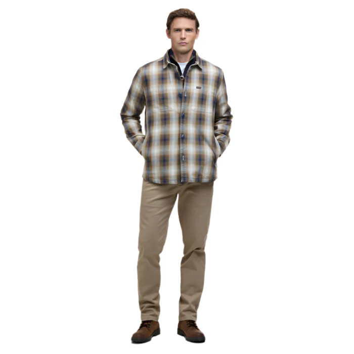 Barbour Mens Sandside Checked Overshirt in Navy