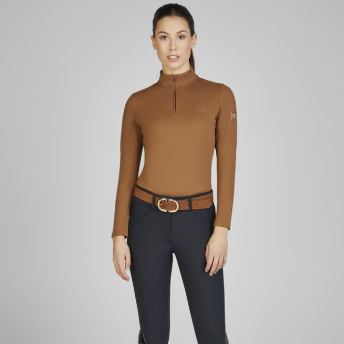 Woman wearing the Eskadron Heritage Faux Leather Belt in Almond