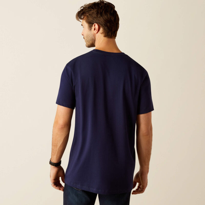 Ariat Mens Vertical Logo T-shirt in Classic Blue/White