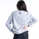 Reverse of the Blackfort Crew Equestrian Sport Sweatshirt in Grey Marl