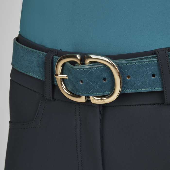 Close up of the Eskadron Heritage Faux Leather Belt in Vintage Green