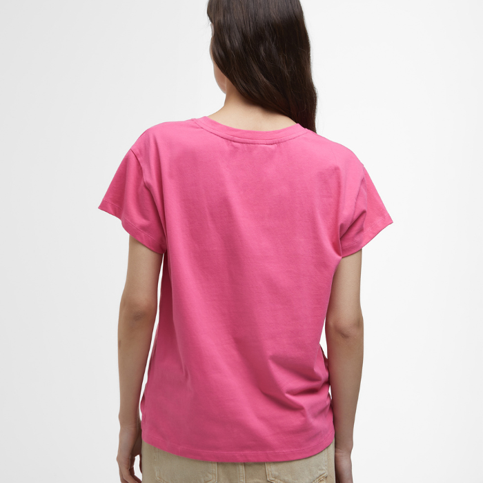 Reverse of the Barbour Ladies Northumberland Classic T-shirt in Rose Pink