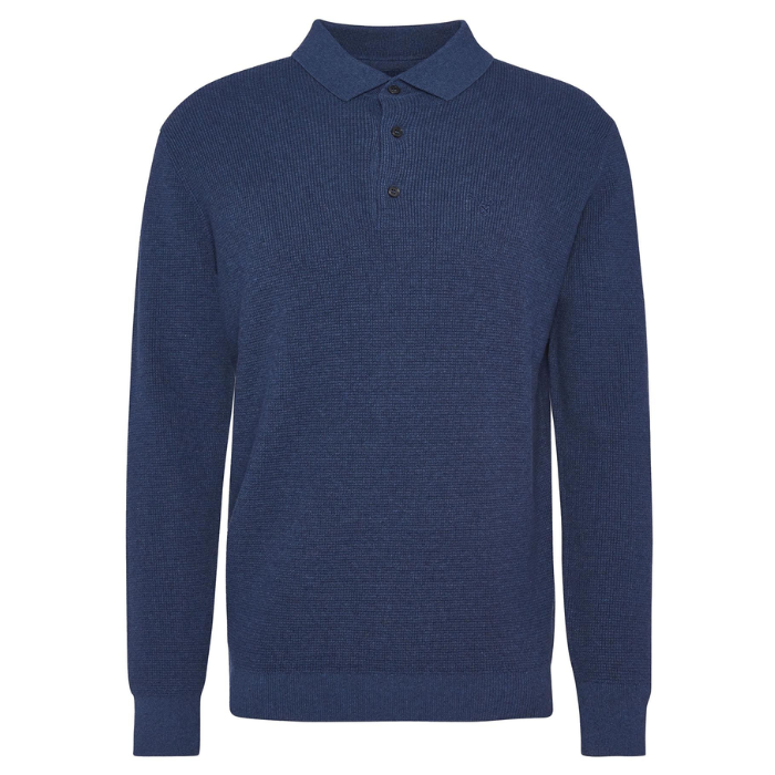 Barbour Mens Holt Waffle Knitted Polo Shirt in Oceana blue