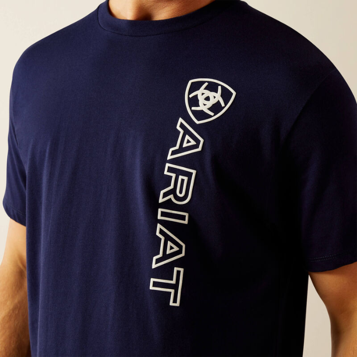 Ariat Mens Vertical Logo T-shirt in Classic Blue/White