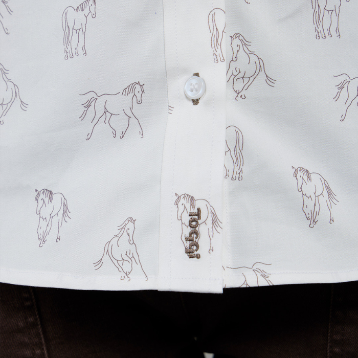 White Toggi shirt with horse print detail