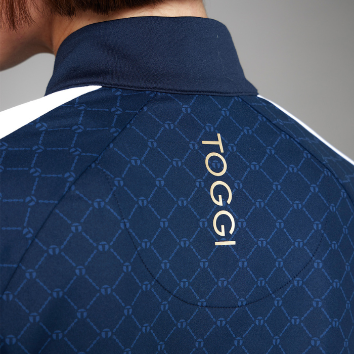 Logo detail on the reverse of the Toggi Ladies Montagu Base Layer in Midnight Navy Print