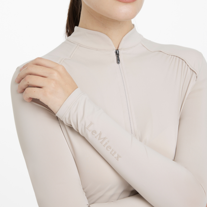 Ruched detail on the LeMieux Ladies Heyden Lightweight Base Layer in Stone