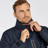 Zipper detail on the Dubarry Mens Crossbarry Waterproof Jacket in Navy