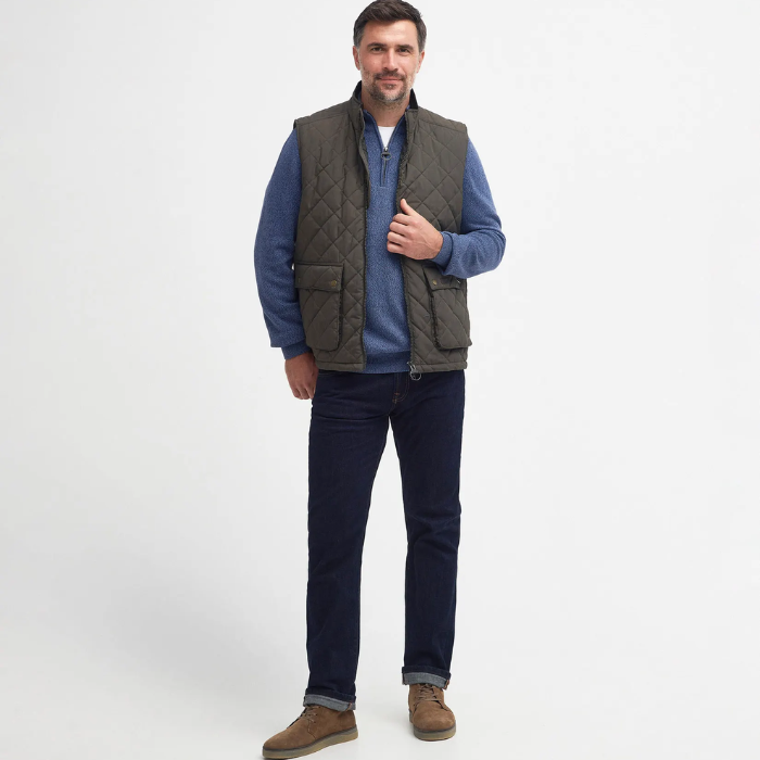 How to style the Barbour Mens Fernwood Gilet in Dark Olive