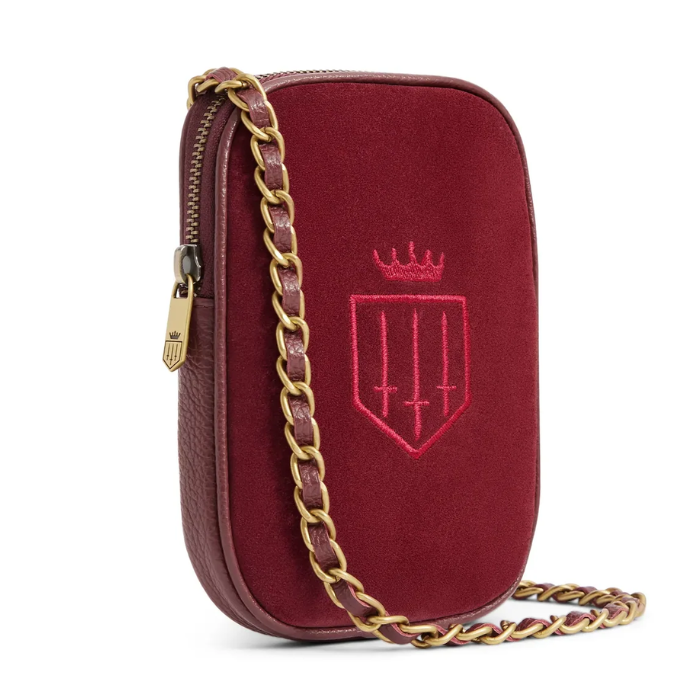 Fairfax & Favor Ladies Mini Finsbury Cross Body Bag in Ruby Suede