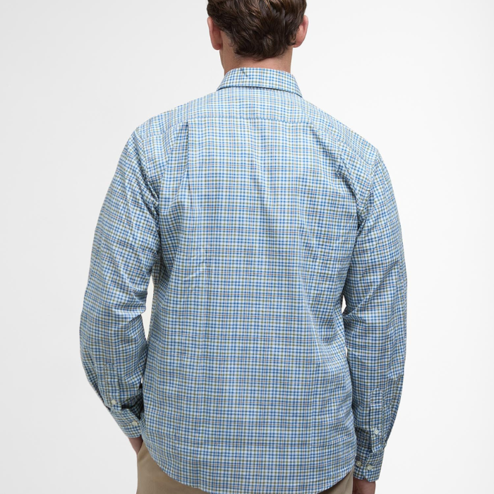 Reverse of the Barbour Mens Durand Regular Fit Shirt in Brook Blue