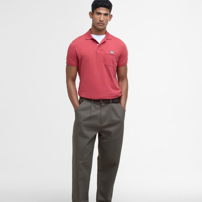 Barbour Mens Tothill Tailored Fit Polo Shirt in Red Spice