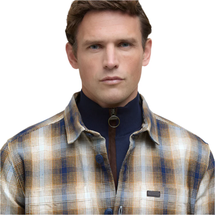 Barbour Mens Sandside Checked Overshirt in Navy