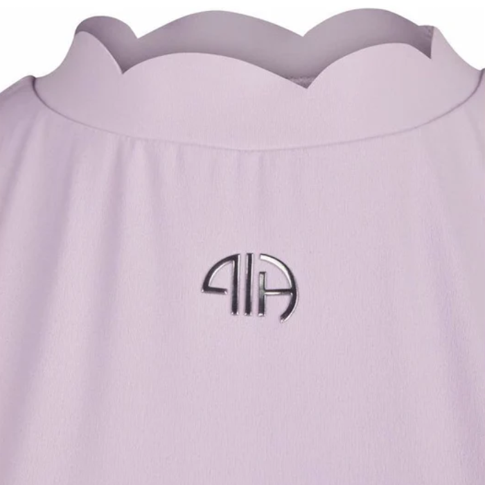 Close up collar detail of the Pikeur Athleisure Seamless Top in Lavender Blush