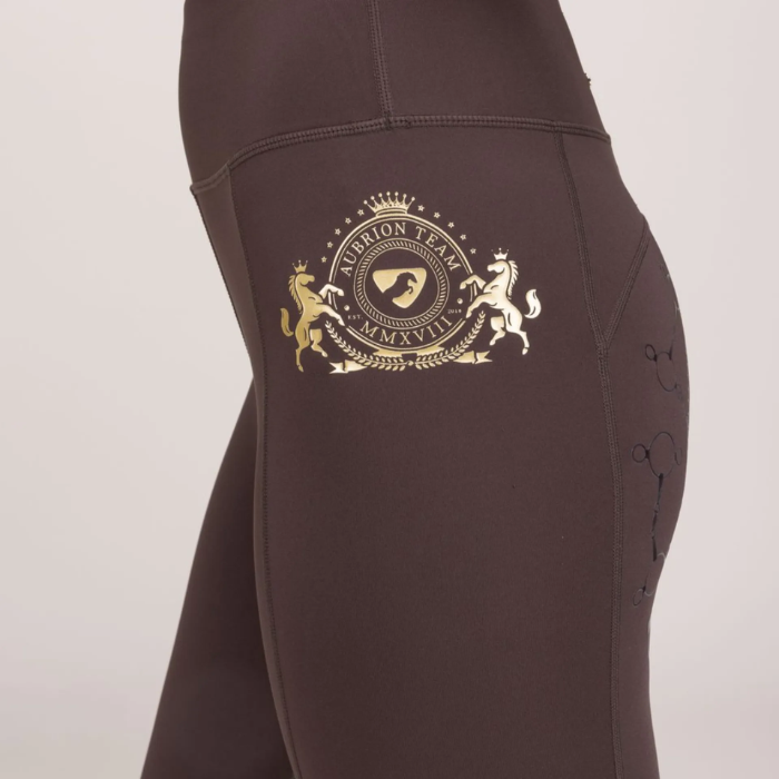 Shires Aubrion Team Riding Tights in Umber