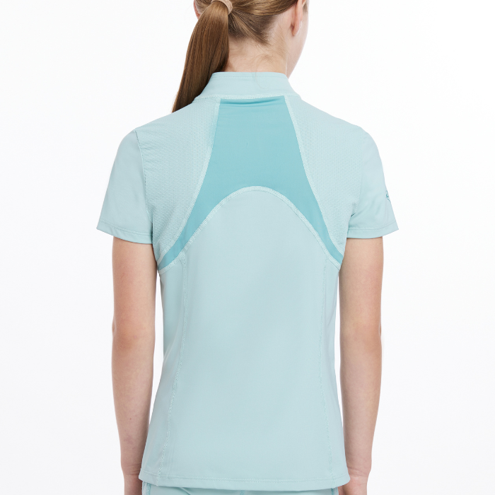 Reverse of the LeMieux Young Rider Short Sleeve Mia Mesh Base Layer in aqua