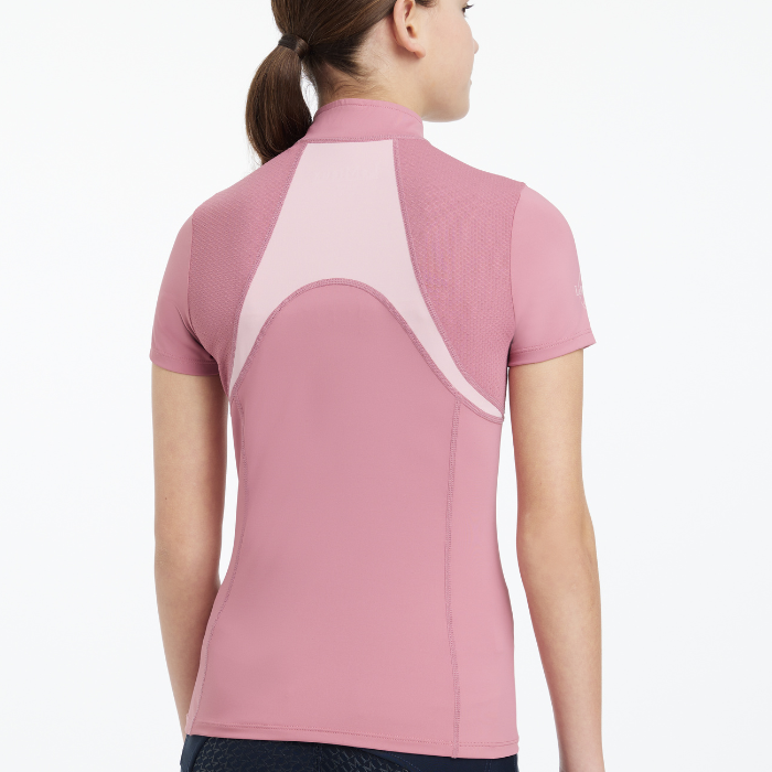 Reverse of the LeMieux Young Rider Short Sleeve Mia Mesh Base Layer in peony