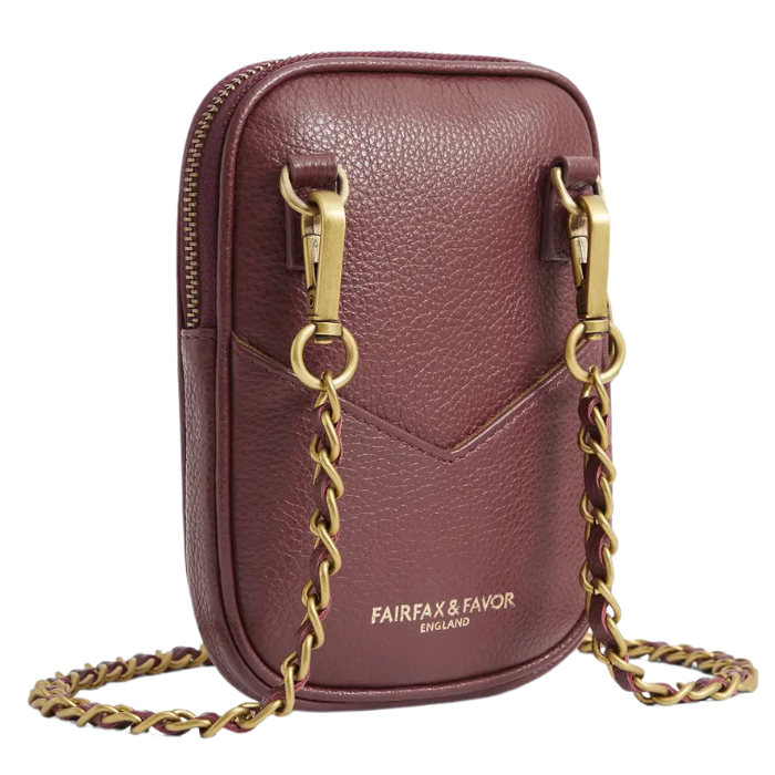 Fairfax & Favor Ladies Mini Finsbury Cross Body Bag in Ruby Suede