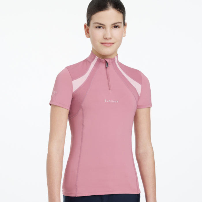 LeMieux Young Rider Short Sleeve Mia Mesh Base Layer in peony