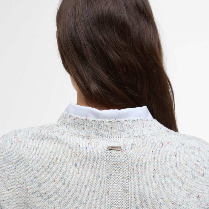 Back of the neck ID bar detail on the Barbour Edda Knitted Jumper