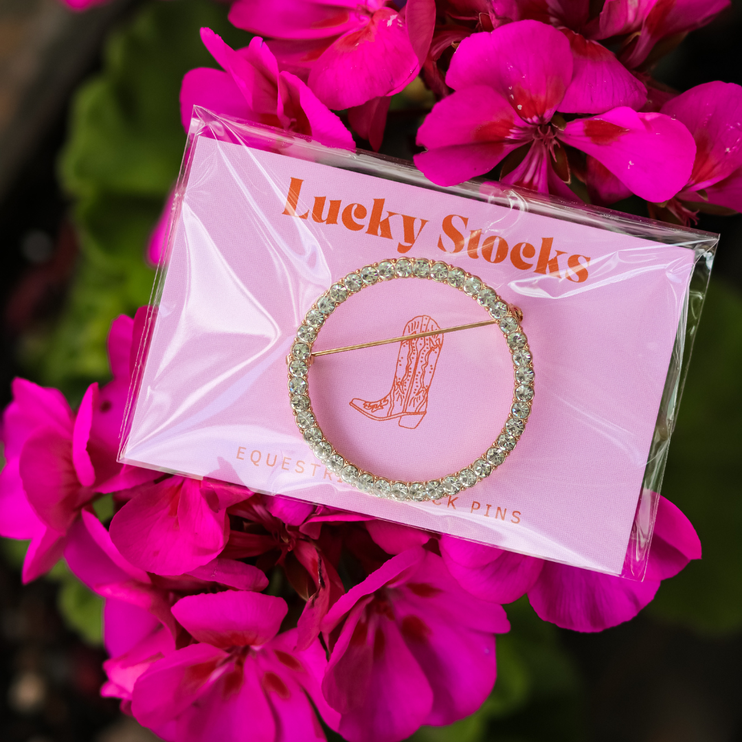 Lucky Stocks Rhinestone Circle Stock Pin