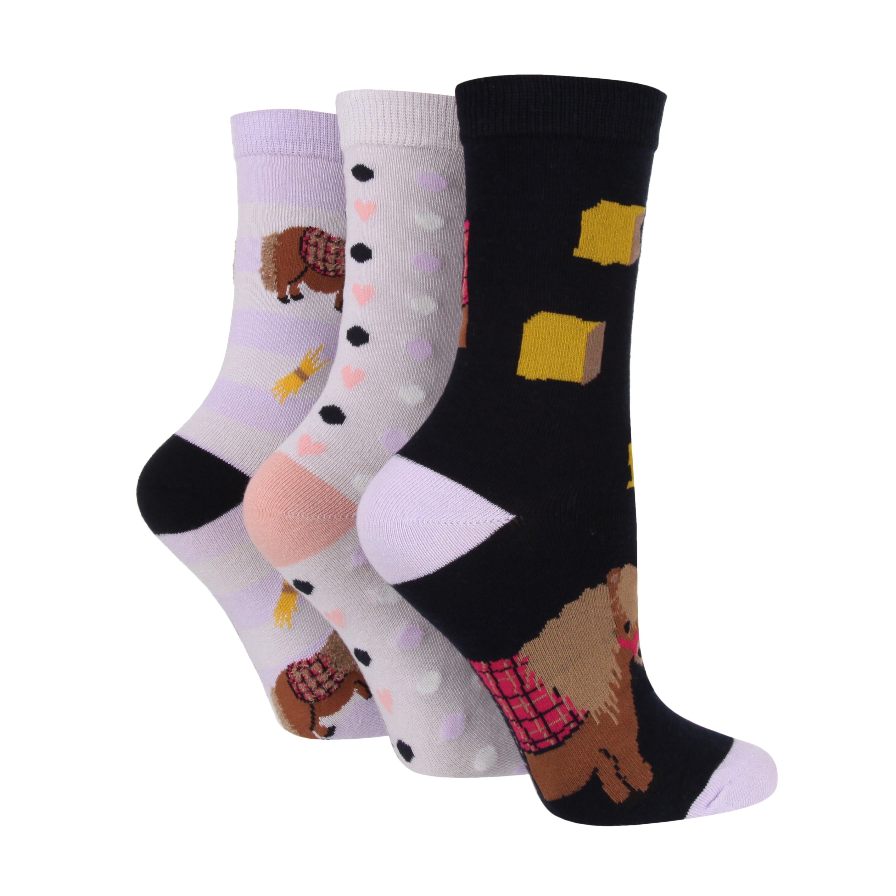 Wild Feet Adults 3 Pack Cotton Crew Socks