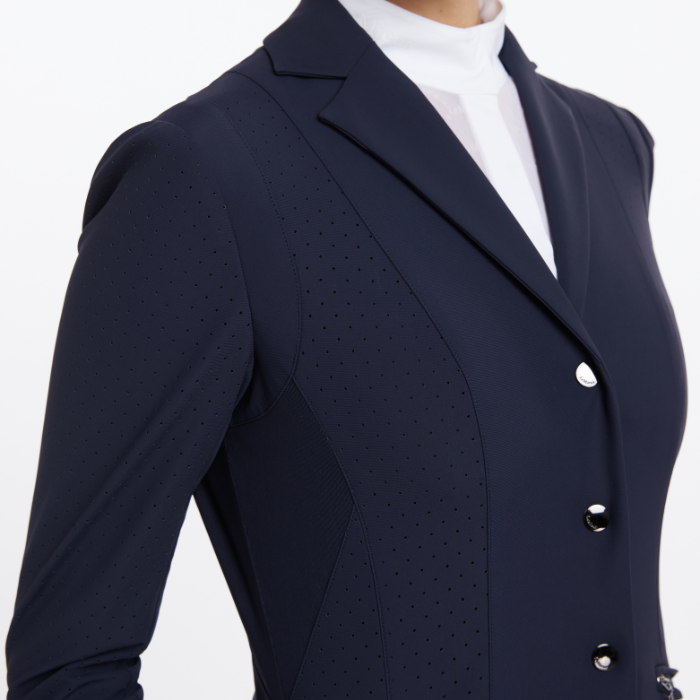 Close up detail on LeMieux Jessica Mesh Show Jacket in Navy