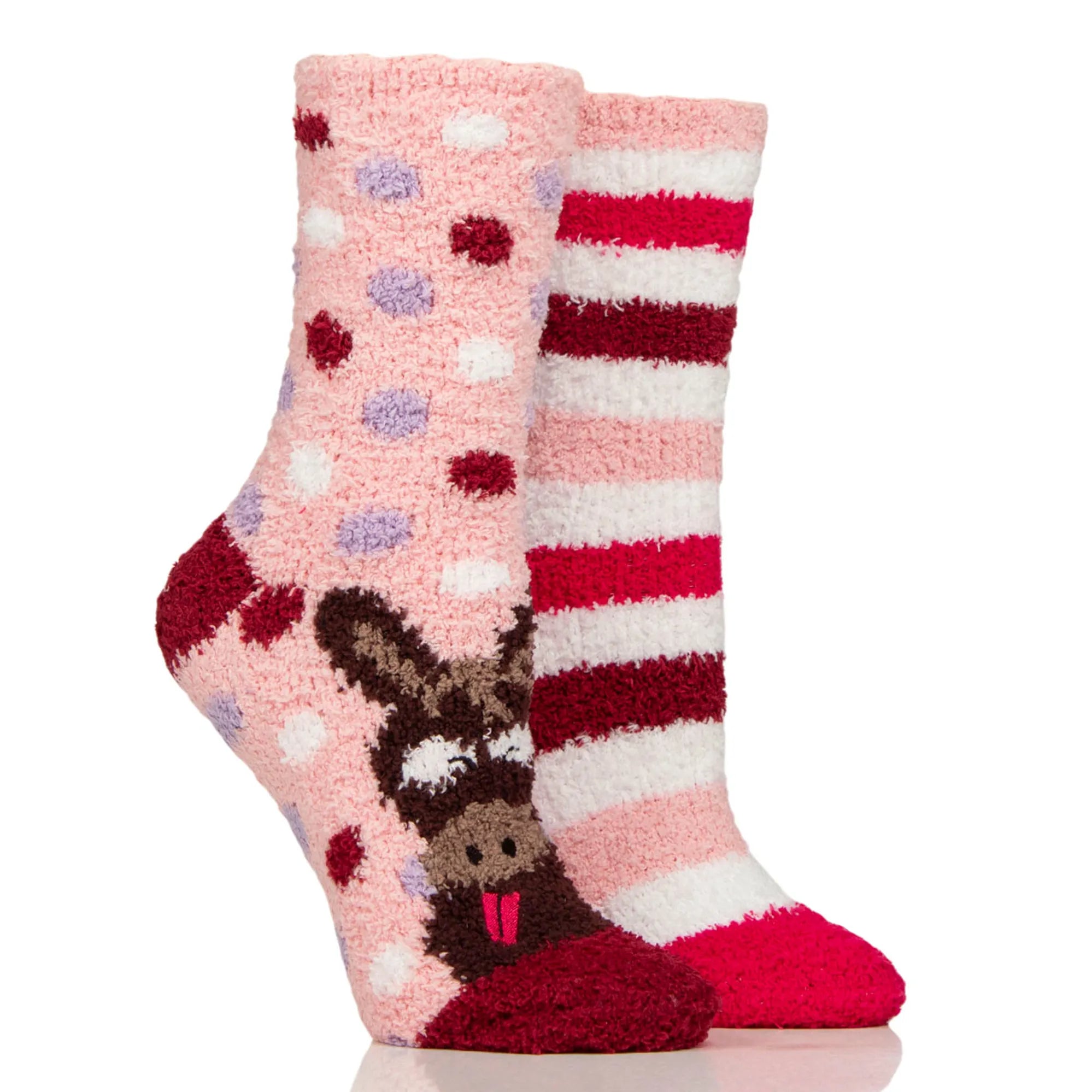 Wild Feet Adults 2 Pack Fluffy Cosy Lounge Socks