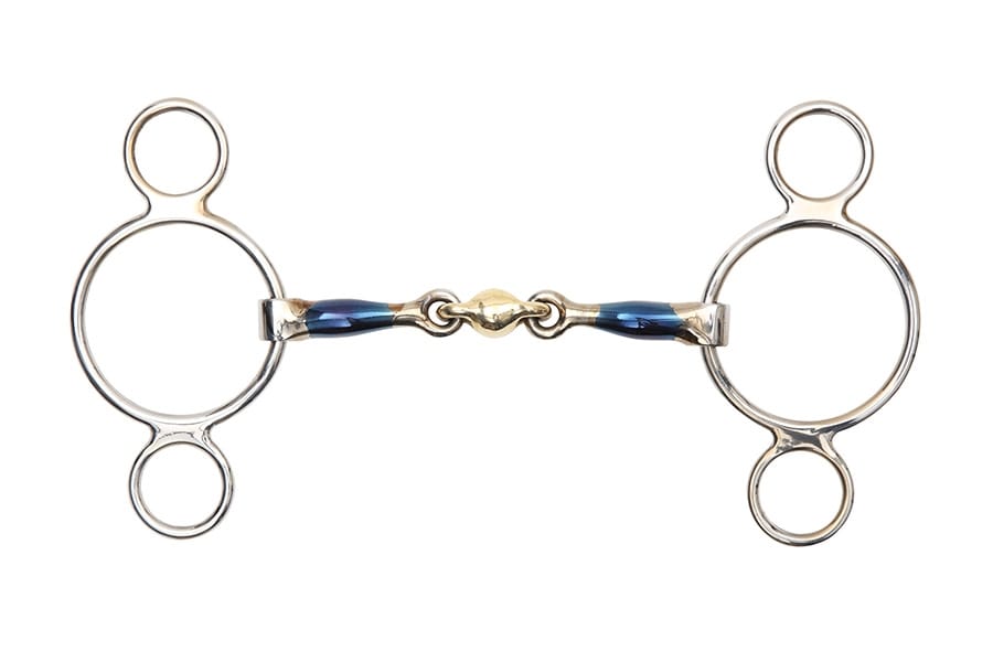 Shires Blue Sweet Iron Two Ring Gag with Lozenge Bit